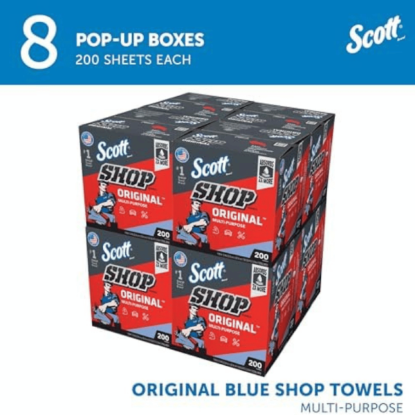 Scott® Shop Towels Original (75190), Blue, Pop-Up Dispenser Box (200... - Image 3