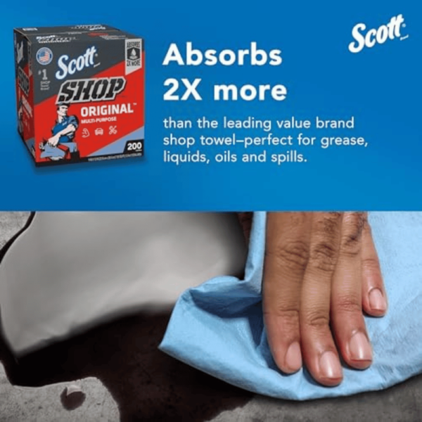 Scott® Shop Towels Original (75190), Blue, Pop-Up Dispenser Box (200... - Image 4